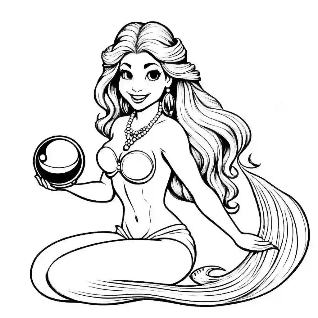 Mermaid with a Pearl coloring pages